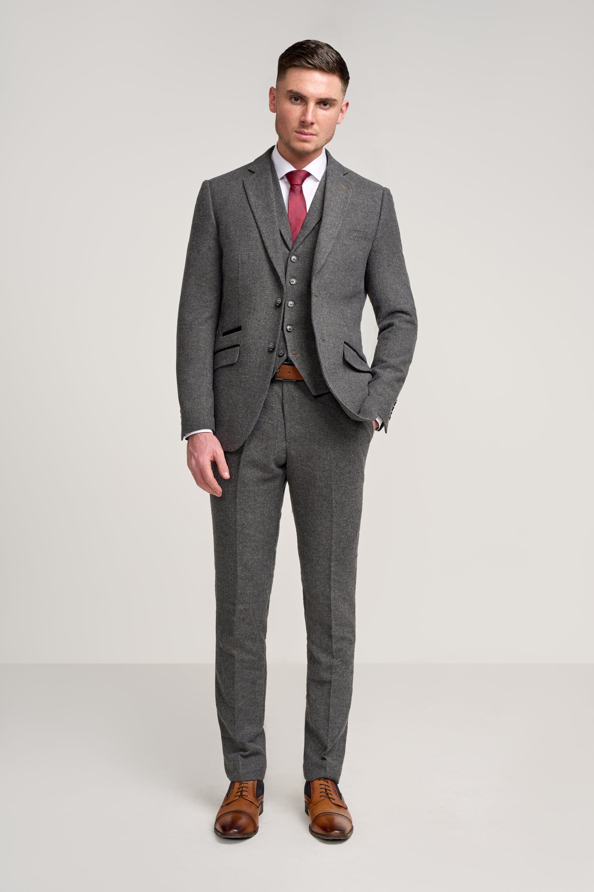 Grey Three-Piece Wedding Suit